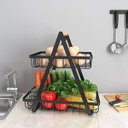 Ver imagem 2 de Fruteira Cesto Duplo Organizador Aramado Fruta Legumes Cozinha Mesa Bancada Escritorio Estante Armar