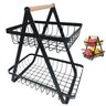 Fruteira Cesto Duplo Organizador Aramado Fruta Legumes Cozinha Mesa Bancada Escritorio Estante Armar - 1