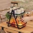 Ver imagem 4 de Fruteira Cesto Duplo Organizador Aramado Fruta Legumes Cozinha Mesa Bancada Escritorio Estante Armar