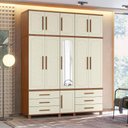 Ver imagem 2 de Guarda Roupa Casal Londres Triplex 11 Portas 6 Gavetas Jatobá/areia com Espelho - Santos Andirá