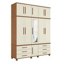 Ver imagem 1 de Guarda Roupa Casal Londres Triplex 11 Portas 6 Gavetas Jatobá/areia com Espelho - Santos Andirá