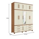 Ver imagem 7 de Guarda Roupa Casal Londres Triplex 11 Portas 6 Gavetas Jatobá/areia com Espelho - Santos Andirá