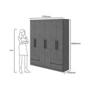 Ver imagem 2 de Guarda Roupa Solteiro 6 Portas e 4 Gavetas Zeus Branco - Lopas