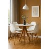 Conjunto Mesa Redonda Branca 90cm + 4 Cadeiras Eames Pés Madeira Sala Cozinha Jantar Moderna Pronta  - 1