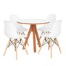 Conjunto Mesa Redonda Branca 90cm + 4 Cadeiras Eames Pés Madeira Sala Cozinha Jantar Moderna Pronta  - 2