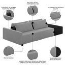 Ver imagem 3 de Sofá Ilha Modular Living com Puff 252cm Georgia K04 Veludo Cinza/preto - Mpozenato