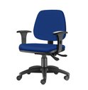 Ver imagem 1 de Cadeira Job com Bracos Semi Curvados Assento Courino Azul Base Nylon Arcada - 54628