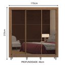 Ver imagem 3 de Guarda-Roupa Casal Madesa Lyon 3 Portas de Correr de Espelho 2 Gavetas com Pés Rustic Cor:Rustic