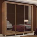 Ver imagem 1 de Guarda-Roupa Casal Madesa Lyon 3 Portas de Correr de Espelho 2 Gavetas com Pés Rustic Cor:Rustic