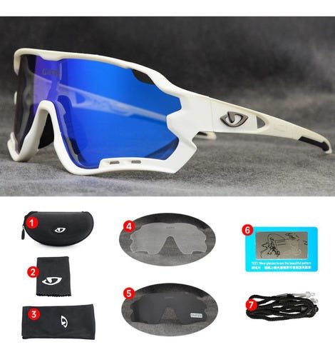 Óculos de Ciclismo Giro 3 Lentes Mtb Speed Esporte Branco/Azul - 2