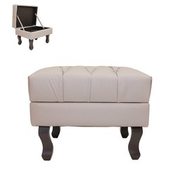 Puff Baú Decorativo Capitonê Luis XV 50x40cm Corano Bege - Sheep Estofados - Bege - 1 Puff Baú Decorativo Capitonê Luis XV 50x40cm Corano Bege - Sheep Estofados - Bege - 1