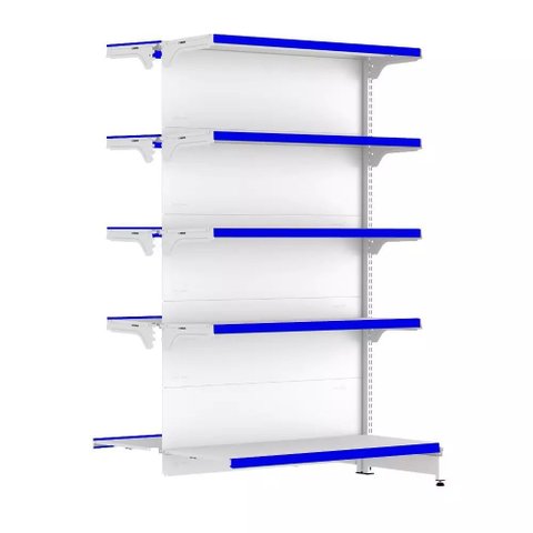 Gondola Centro 170 Fit Continuação Branco 10 Bandeja Pe Azul