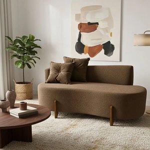 Sofá Curvo Marrom Capuccino Orgânico 150 Cm -belufan Móveis