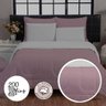 Kit Edredom Queen 200 Fios + Jogo Lençol 6 peças 100% Algodão Dupla Face Rosa Off White Casa Dona - 2