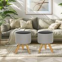 Ver imagem 1 de Kit Conjunto 02 Puff Duna Redondo Pé Palito Banqueta para Os Pés Decorativa Estofada(cinza Claro/pre