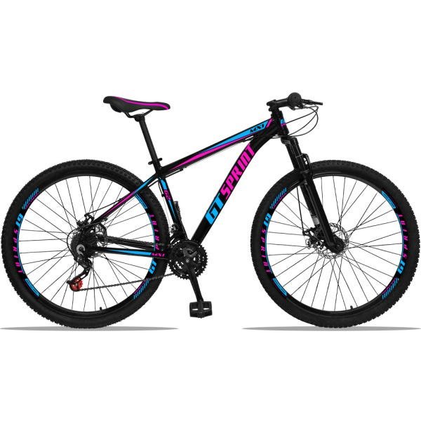 Bicicleta Aro 29 GT Sprint MX1 Aluminum 21v Freio a Disco Preto Rosa e Azul - 1