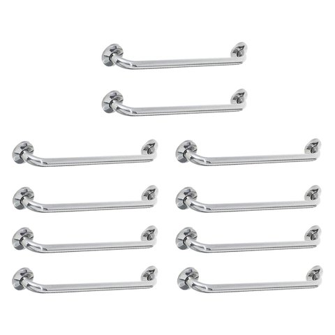 Alça de Apoio 40cm Inox Barra Kit 10 Unidades Idoso Deficiente Banheiro Box Quarto Acessibilidade Ca
