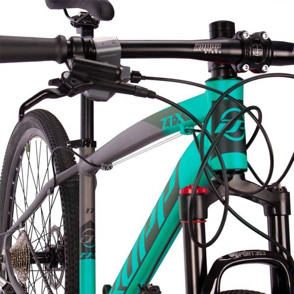 Bicicleta Aro 29 Dropp Z7-x Freio Hidráulico 27V Suspensão com Trava Cinza e Verde Água - 2