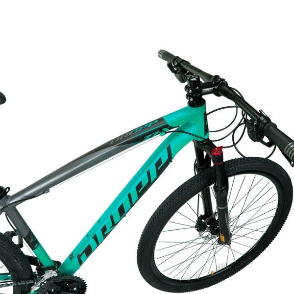 Bicicleta Aro 29 Dropp Z7-x Freio Hidráulico 27V Suspensão com Trava Cinza e Verde Água - 6