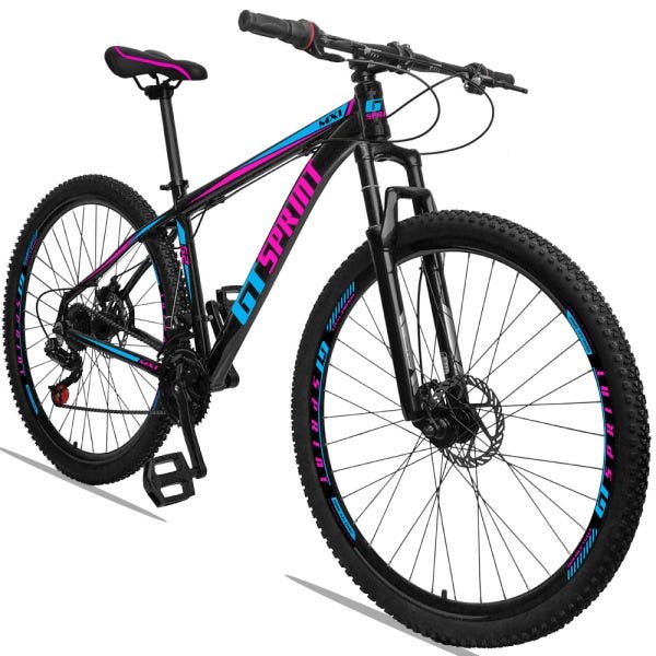 Bicicleta Aro 29 GT Sprint MX1 Aluminum 21v Freio a Disco Preto Rosa e Azul - 2