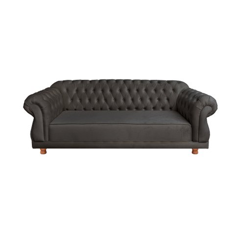 Sofá Chesterfield Capitone Duque Suede Amarelo2,00cm:CINZA CAMURÇA