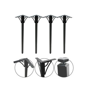 Kit 4 Pé 75cm Mesa Metalon Preto Reforçados
