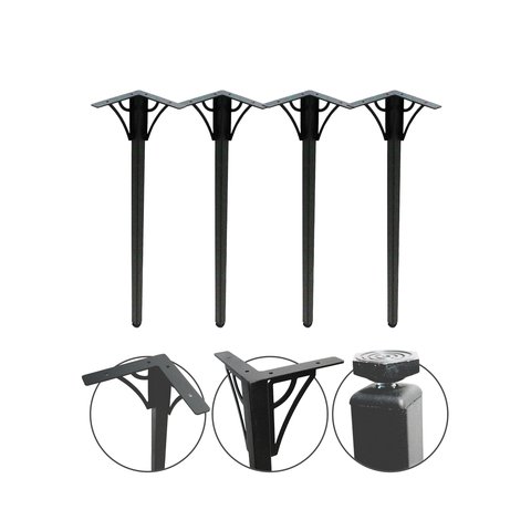 Kit 4 Pé 75cm Mesa Metalon Preto Reforçados