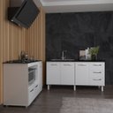 Ver imagem 2 de Balcão Cozinha Gabinete de Pia 160 Cm Estela e Balcão para Fogão Cooktop 5 Bocas e Forno Elétrico Al
