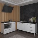 Ver imagem 3 de Balcão Cozinha Gabinete de Pia 160 Cm Estela e Balcão para Fogão Cooktop 5 Bocas e Forno Elétrico Al