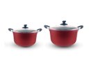 Ver imagem 2 de Kit com 2 Caçarolas Vermelha Tamanho Família Antiaderente Com Tampa de Vidro Dona Chefa 24cm 30cm