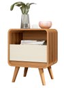 Ver imagem 1 de Mesa de Cabeceira Retrô Compacta 1 Gaveta 1 Nicho Channel - Fabrimoveis Nature Off White
