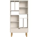 Ver imagem 2 de Estante Livreiro Home Office Orgânica 1 Gaveta 90cm Nordic A03 Off White Roble - Lyam Decor