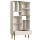 Ver mais imagens de Estante Livreiro Home Office Orgânica 1 Gaveta 90cm Nordic A03 Off White Roble - Lyam Decor
