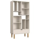 Ver imagem 7 de Estante Livreiro Home Office Orgânica 1 Gaveta 90cm Nordic A03 Off White Roble - Lyam Decor