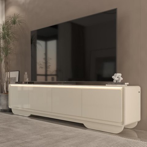Rack para TV 75 e 85 Polegadas com LED Arcus Estilo Orgânico 218 cm - Off White