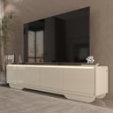 Ver imagem 1 de Rack para TV 75 e 85 Polegadas com LED Arcus Estilo Orgânico 218 cm - Off White