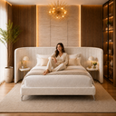 Ver imagem 2 de Cama Casal King e Cabeceira Curva Fernanda Bouclê Moscow Design Moderno