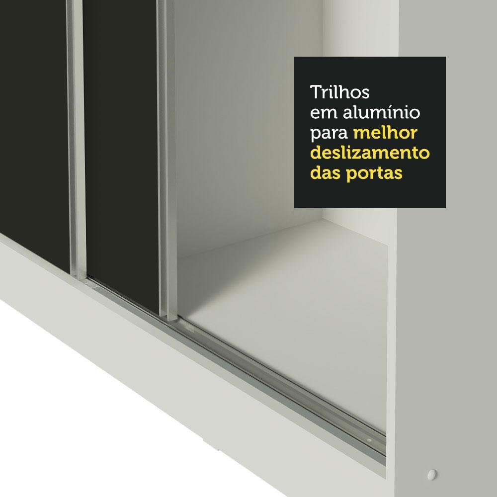 Guarda Roupa Casal 100% Mdf Madesa Zurique 3 Portas de Correr com Espelho - Branco/preto - 8