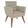 Poltrona Decorativa Pés Palito Nina Encosto Estilo Capitonê Bege - DS Estofados - 1