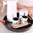Ver imagem 5 de Bandeja Redonda com Alça Bandeija de Café da Manhã Cantinho do Café Decorativa Mimo Style 35cm - Pre