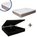 Ver imagem 1 de Base Box Baú Queen Bipartido Suede Preto 38x158x198 + Colchão Coimbra Molas Ensacadas Umaflex 33x158