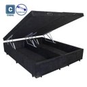 Ver imagem 2 de Base Box Baú Queen Bipartido Suede Preto 38x158x198 + Colchão Coimbra Molas Ensacadas Umaflex 33x158