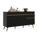 Ver imagem 1 de Balcão de Cozinha Gabinete Pia 150cm 3 Portas 1 Gaveta Retrô Florença Multimóveis MP2437 Preto