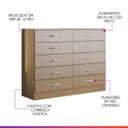 Ver imagem 2 de Cômoda Quarto Casal com 10 Gavetas 117x92 cm MDP Carvalho 3017 Prime