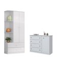 Ver imagem 1 de Jogo de Quarto Infantil com Guarda Roupa Labirinto e Cômoda Americano Branco - Henn