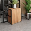 Ver imagem 1 de Armário Escritório Baixo 63cm X 36cm 2 Portas F5 Office Cor:nogal com Preto