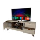 Ver imagem 4 de Rack para Tv até 60 Polegadas Oklahoma 1 Porta 2 Gavetas Off White/carvalho - Panorama Móveis