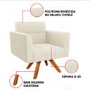 Ver imagem 3 de Poltrona Sala Decorativa Elisa Base Giratória Castanho Mm30 Cotelê Ext/veludo D03 - D’Rossi