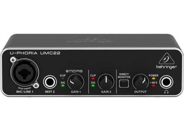 Interface de Áudio USB 2 Canais Behringer Umc22 - 1