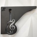 Ver imagem 4 de Par Mãos Francesas Pretas Decorativas 20cm Violão em Aço Zarg para Prateleira